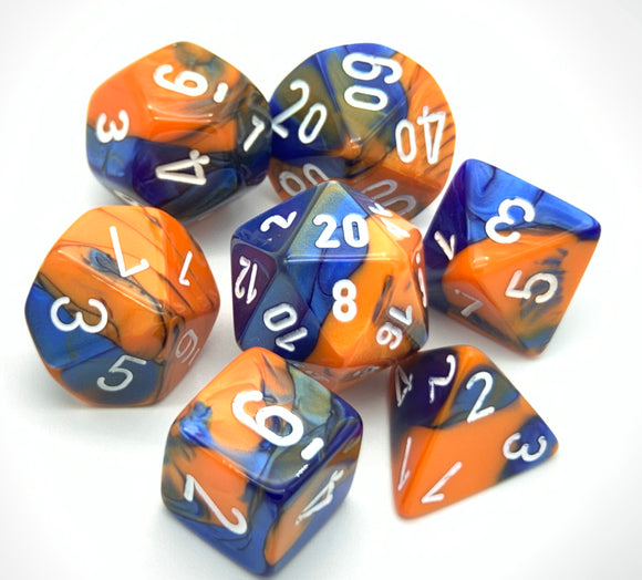 Chessex Dice Set - Gemini Blue-Orange/White