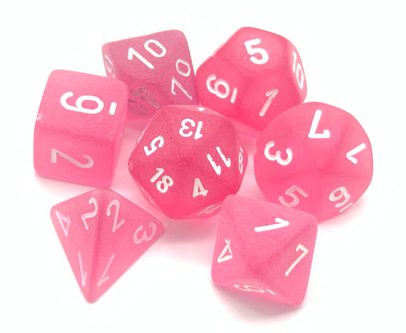 Chessex Dice Set - Frosted Pink/White