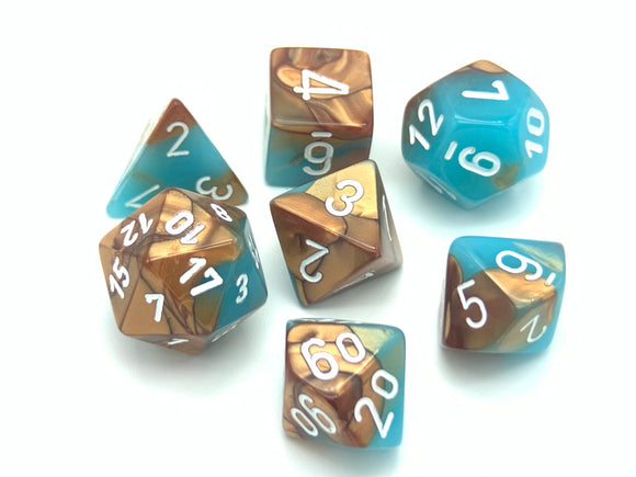 Chessex Dice Set - Gemini Copper-Turquoise/white