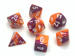 Chessex Dice Set - Gemini Orange-Purple/White