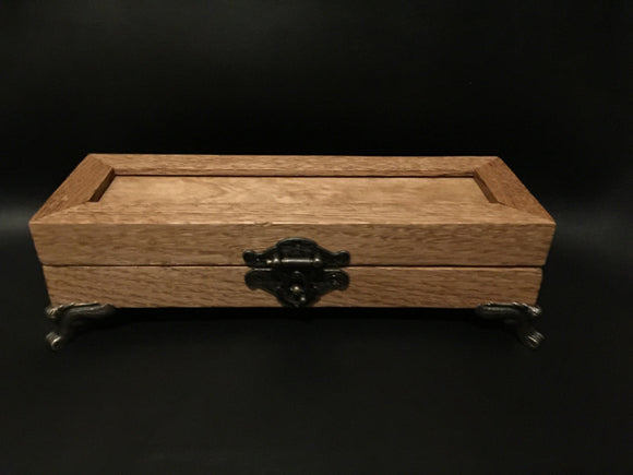 Solid Wood Oak Dice Treasure Box with Antique Hardware