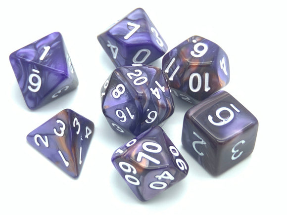 Purple Swirl - Polyhedral Dice Set