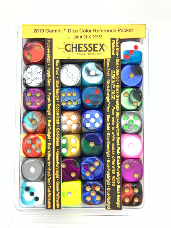 Chessex 2019 Gemini Dice Color Reference Packet